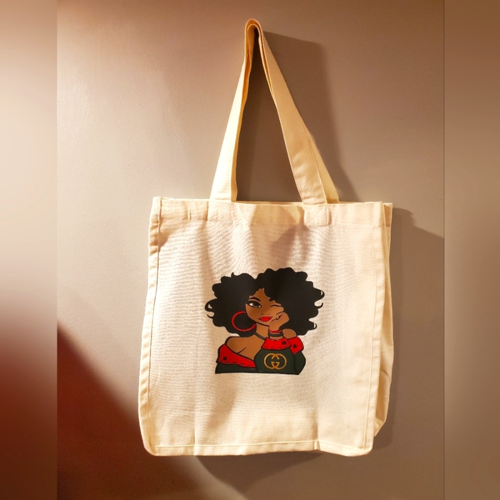 New Custom Cream canvas tote bag 13in x 14in x 7in